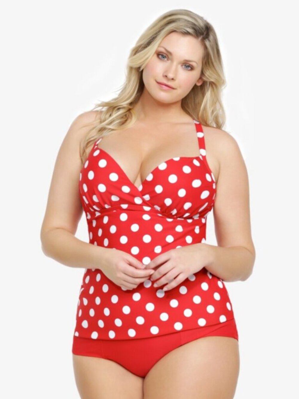 torrid Red & White Polka Dot Tankini Swim Top